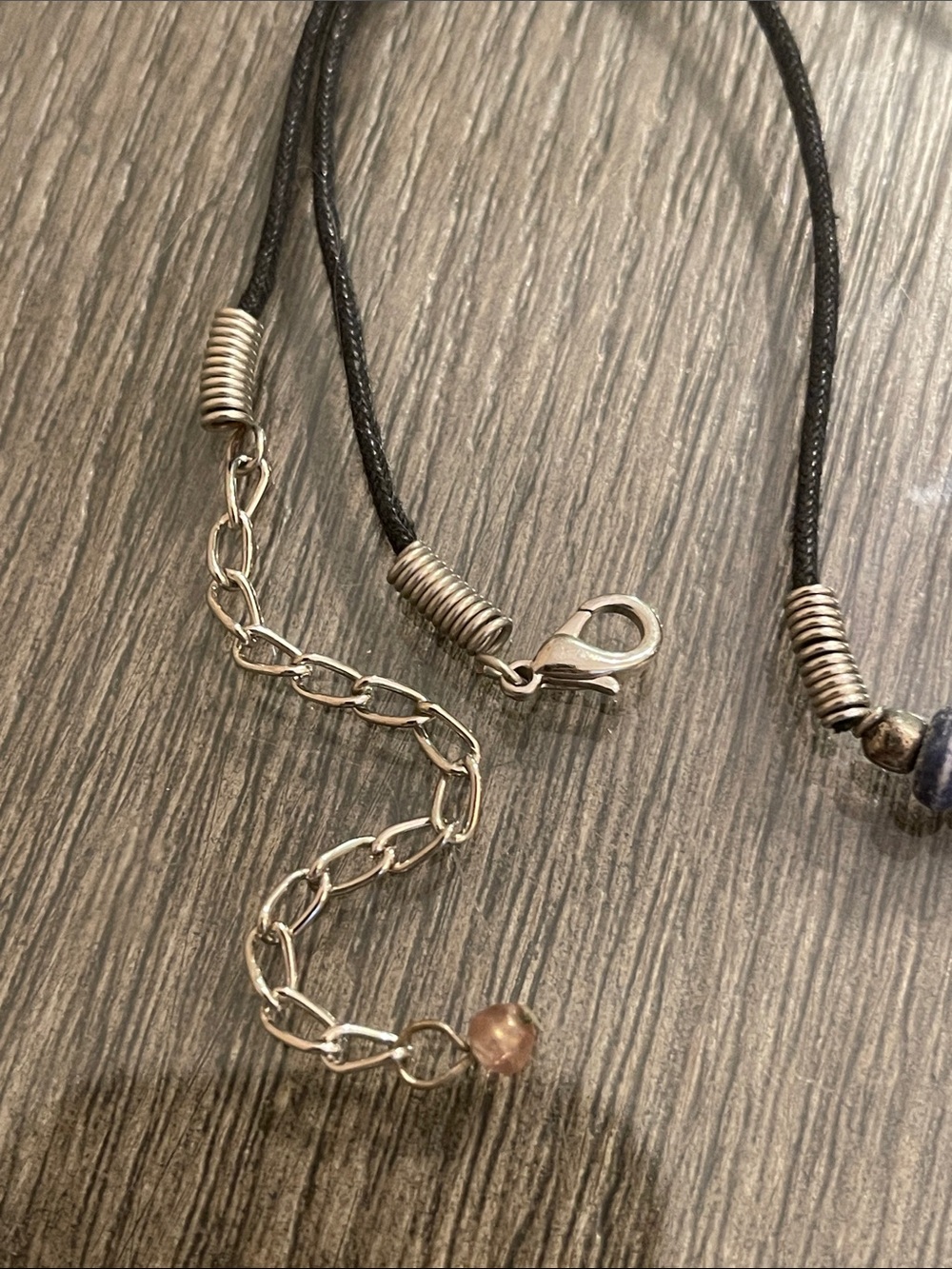 Vintage 1990’s Style Wire Wrapped Amethyst Crystal Black Cord Necklace - Picture 3 of 15